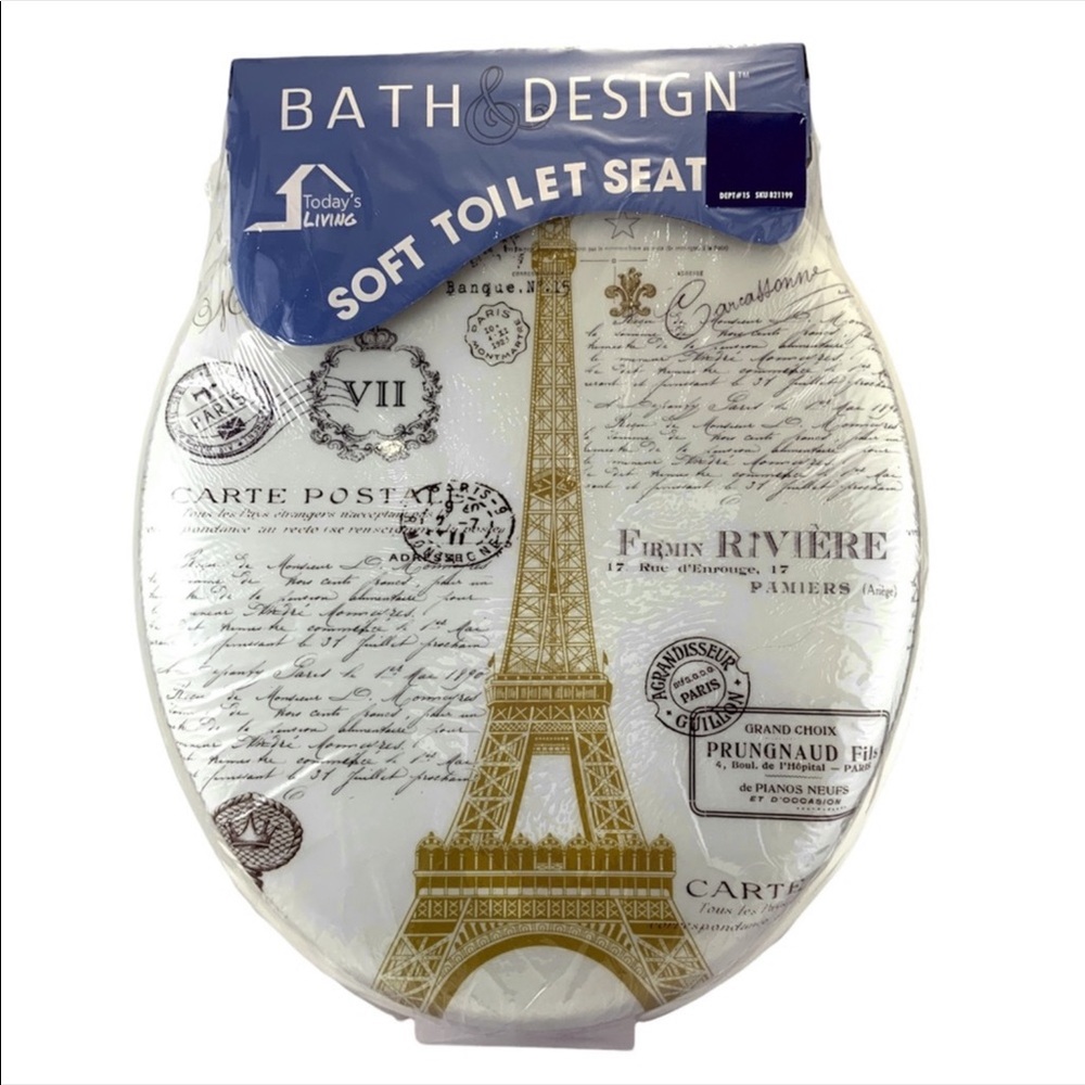 Paris Eiffel Tower Shower Curtain Fabric White Gold Multi Color 72 in X 72 in - Picture 11 of 13